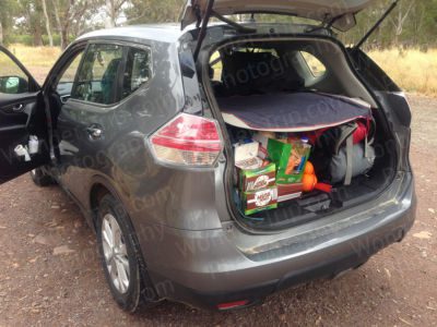 Voiture chargée pour notre road-trip sur stuart highway