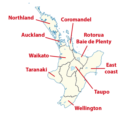 carte routière nouvelle zélande île du nord