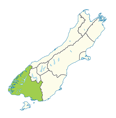 Carte île du Sud Nouvelle-Zélande - Southland