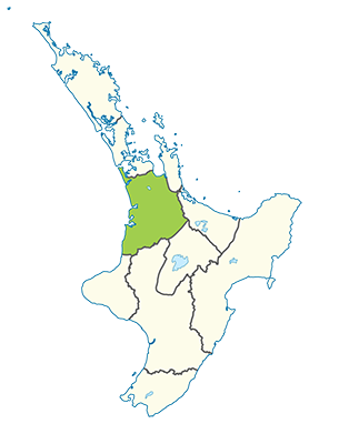 Carte île du Nord Nouvelle-Zélande - Région du Waikato