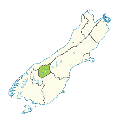 Carte île du Sud Nouvelle-Zélande - Région de Wanaka