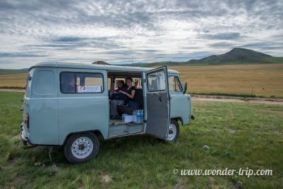 Expédition en van russe en Mongolie