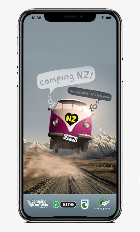 Capture écran application Rankers Camping NZ