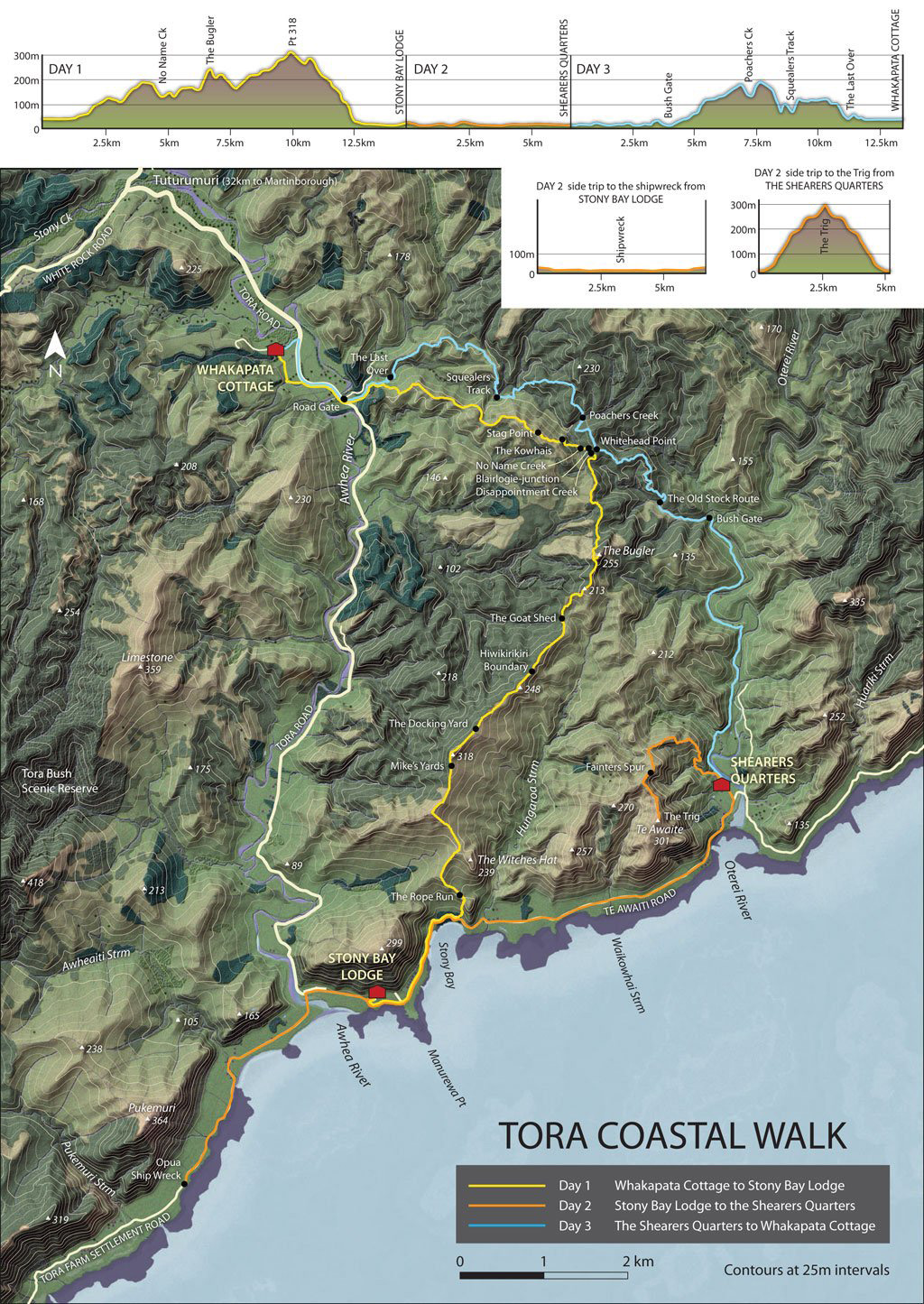 Carte de la randonnée de Tora coastal