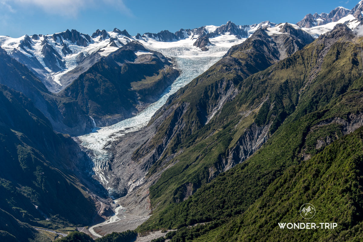 Panorama sur le glacier depuis Mont Fox - Meilleures randonnées glacier Fox